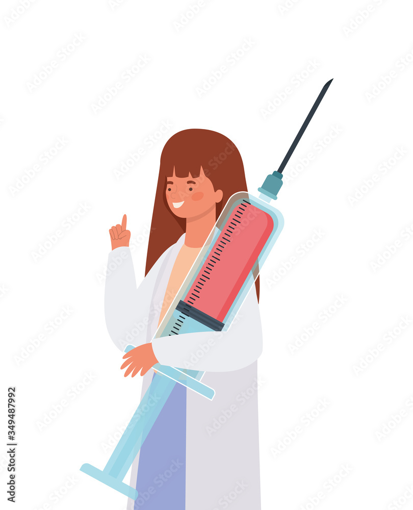 Woman doctor with uniform and injection vector design Woman doctor with uniform and injection vector design