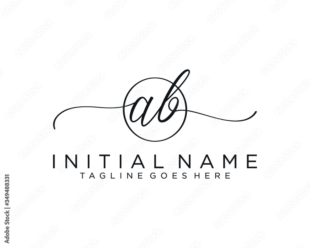 AB Initial handwriting logo vector AB Initial handwriting logo vector