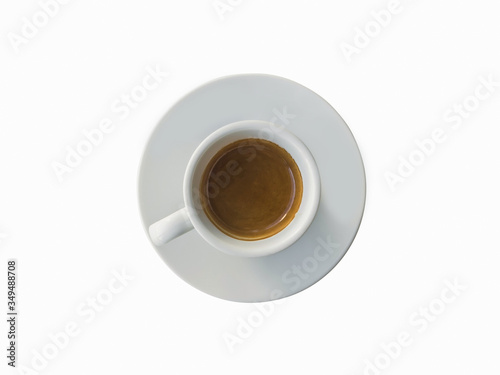Isolated coffee in a white cup, close up