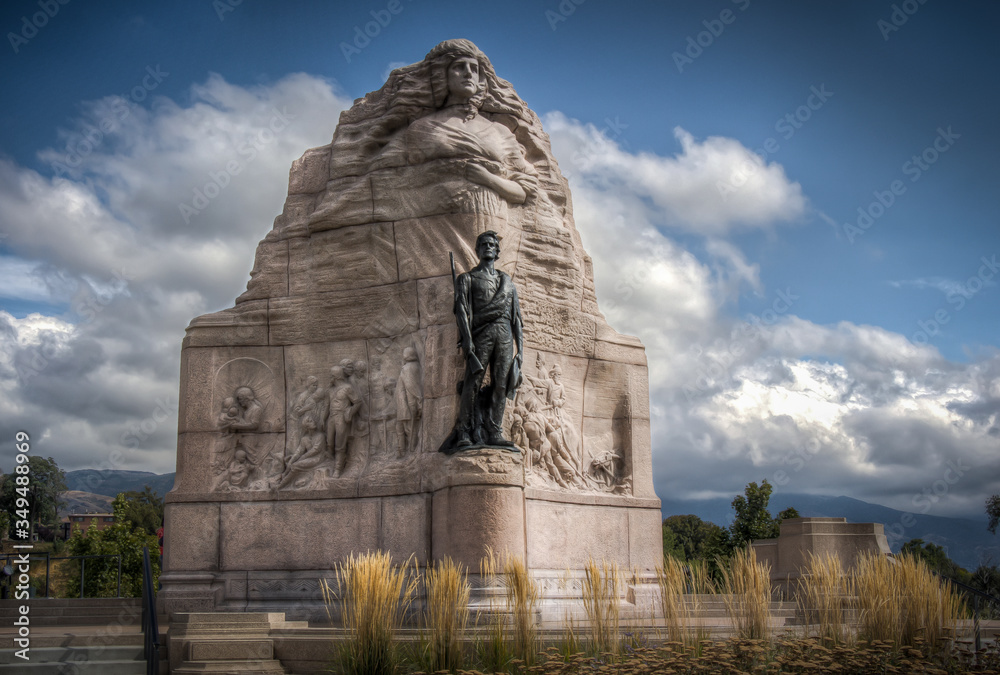 Monument to the Mormon Pioneers who volunteered as the Mormon Battalion during the Mexican-American war. Monument to the Mormon Pioneers who volunteered as the Mormon Battalion during the Mexican-American war.