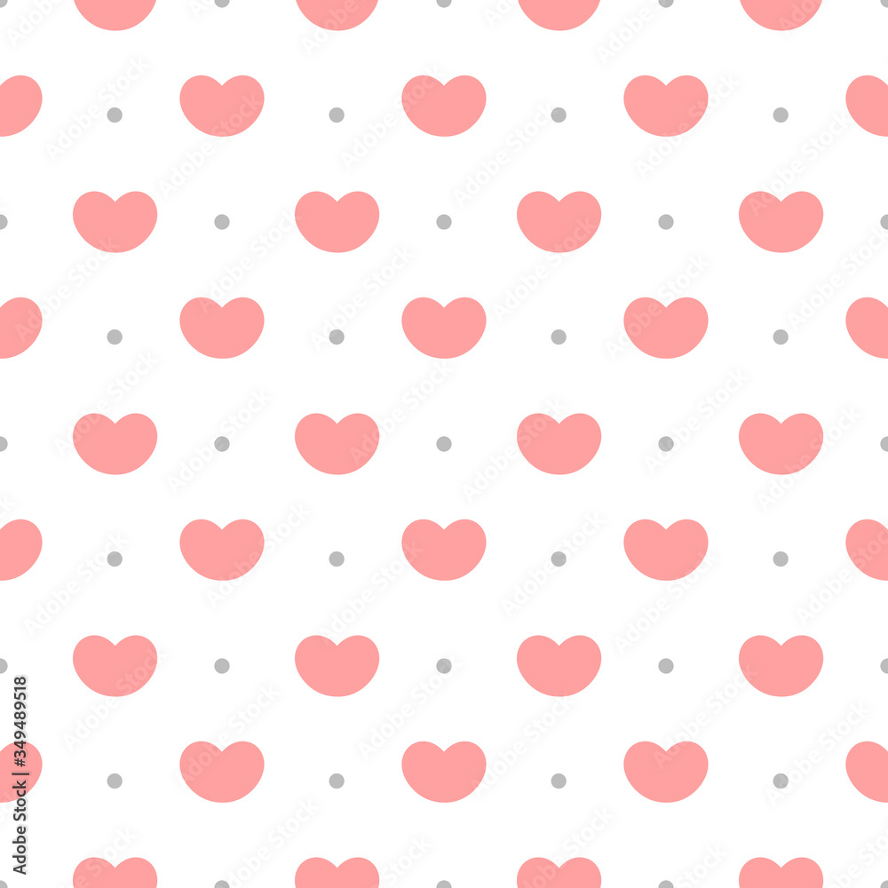 Fototapeta Heart seamless pattern, valentine love background, vector illustration