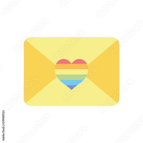 pride concept, envelope with colorful heart icon, flat style
