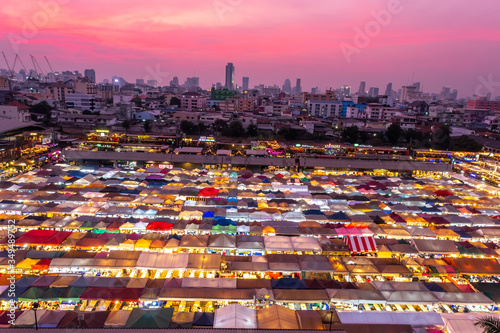 Photography Cityscape of Bangkok, name of this place Ratchada Rot Fai Night Train Market in