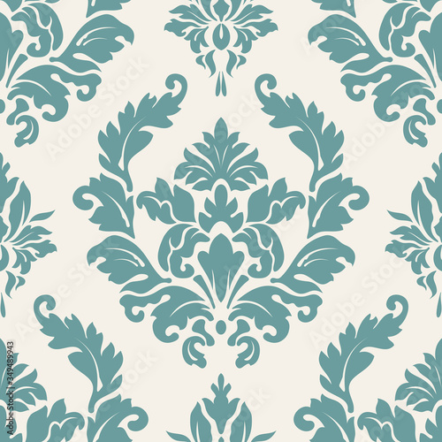 Vector damask seamless pattern background. Classical luxury old fashioned damask ornament, royal victorian seamless texture for wallpapers, textile, wrapping. Exquisite floral baroque template.