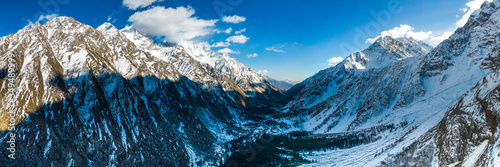 snow covered mountains of Naltar Valley in Gilgit Baltistan. photo