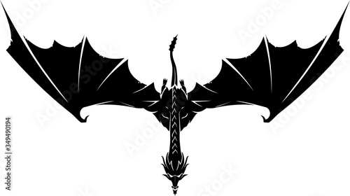 Dragon Downward Glide, Silhouette Fantasy Illustration