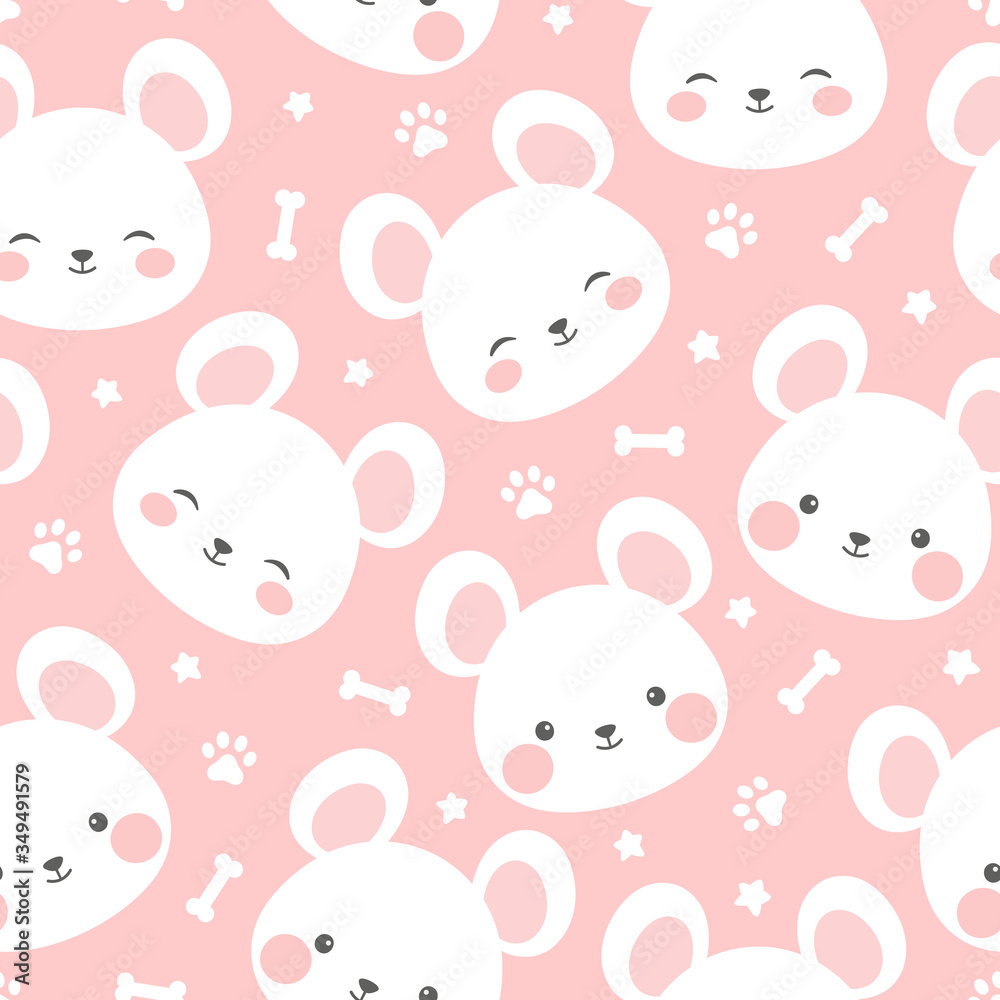 Mouse pattern, Cute cartoon mice seamless pattern background, vector illustration