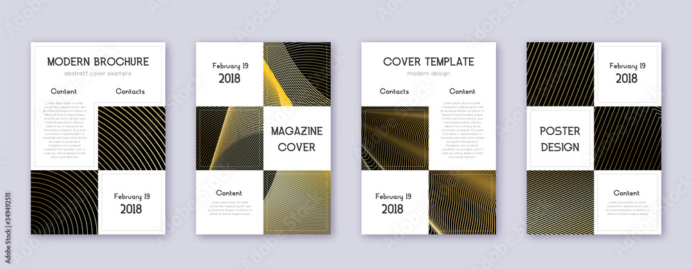Business brochure design template set. Gold abstra Business brochure design template set. Gold abstra