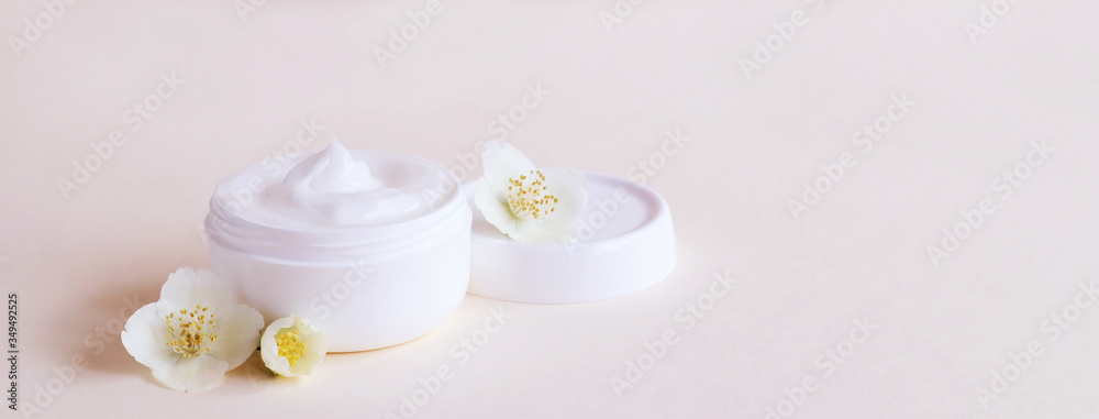 Cream moisturizer in the white jar. The concept of health and beauty. Cream moisturizer in the white jar. The concept of health and beauty.