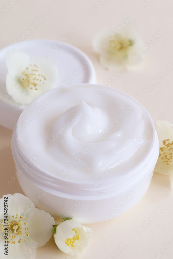 Cream moisturizer in the white jar. The concept of health and beauty. Cream moisturizer in the white jar. The concept of health and beauty.