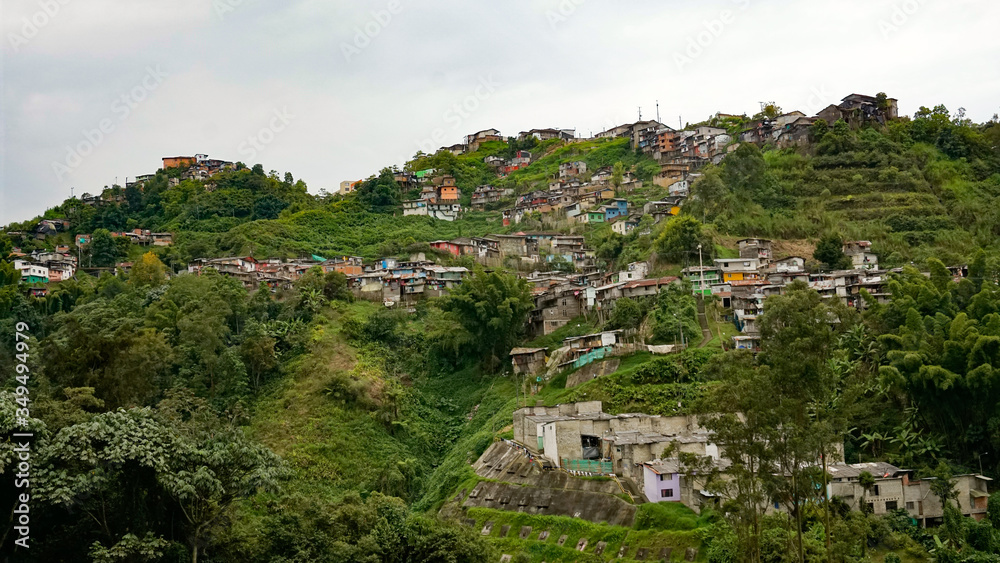 Houses built on the hill of the mountain; suburbs in Colombia
Houses built on the hill of the mountain; suburbs in Colombia