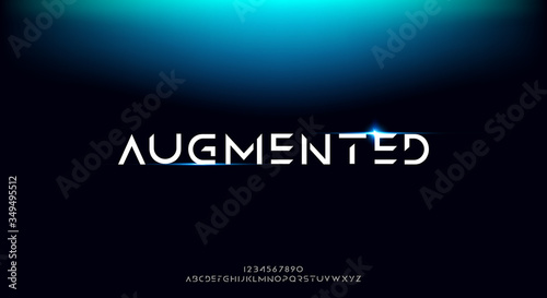 Abstract technology science alphabet font. digital space typography vector illustration design	