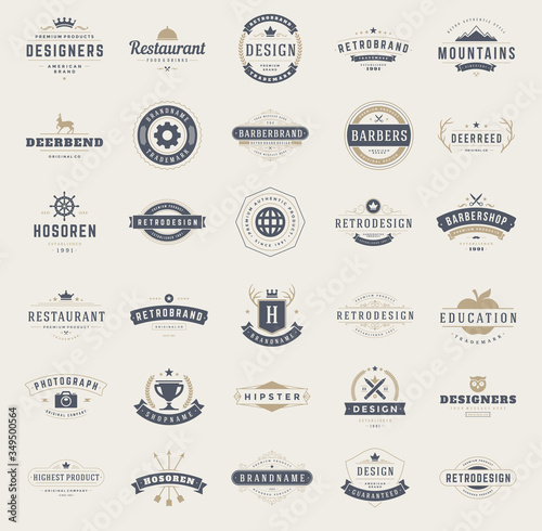 Vintage Logos Design Templates Set. Vector design elements