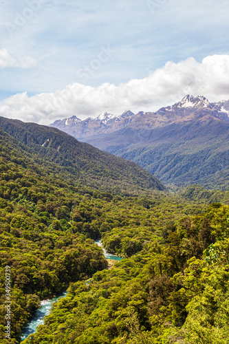 View from the observation deck. Fiordland National Park, South Island, New Zealand