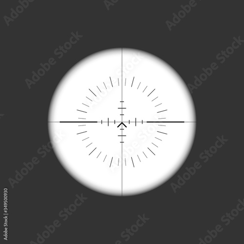 Sniper rifle scope. Weapon aim. Template of optical glass. Target concept. Vector illustration