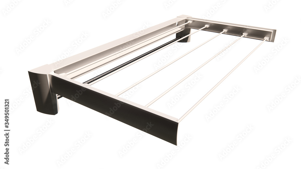 foldable clothes hanger mounted on the wall Illustration in 3D - 4
