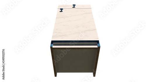 single kitchen cupboard with drawer Illustration in 3D - 1