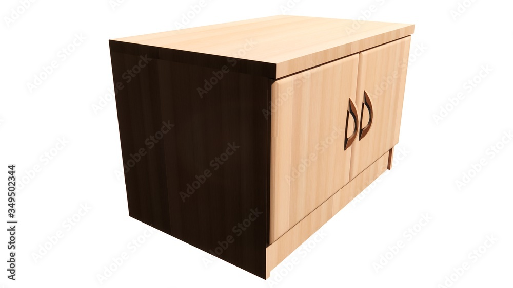 Two-door brown chest of drawers Illustration in 3D - 4 Two-door brown chest of drawers Illustration in 3D - 4