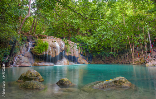 Fototapeta Naklejka Na Ścianę i Meble -  Arawan water fall in thailand. It is the most beautiful waterfall in Thailand.