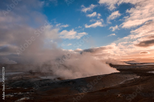 A huge chimney giving off water vapor in Hverir, Iceland © joan