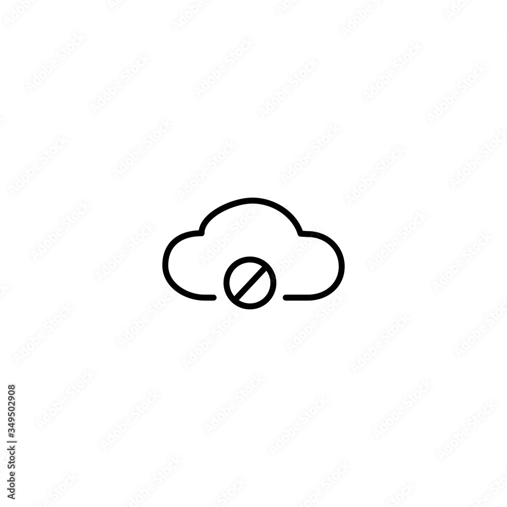 Cloud prohibition icon. Download and upload restriction icon. Line icon design. Cloud prohibition icon. Download and upload restriction icon. Line icon design.