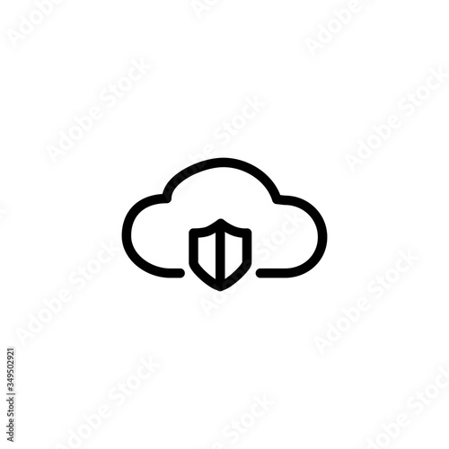 Cloud and shield icon. Cloud security, data protection sign.