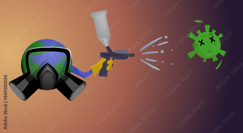 Vector illustration of earth struggling with coronavirus Vector illustration of earth struggling with coronavirus
