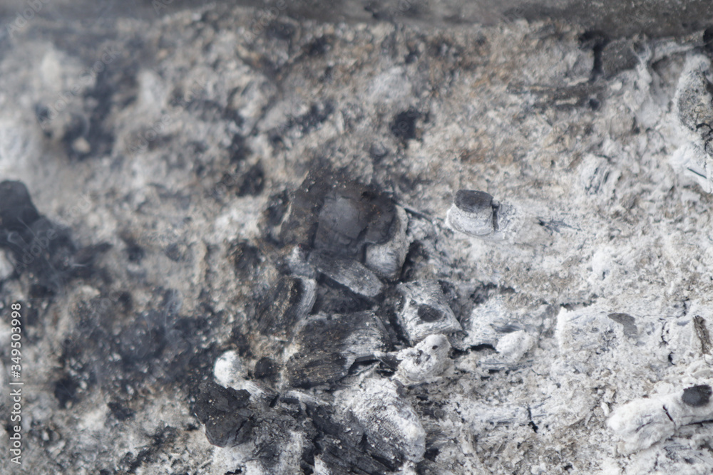 Fototapeta premium Gray ashes from burning coals.