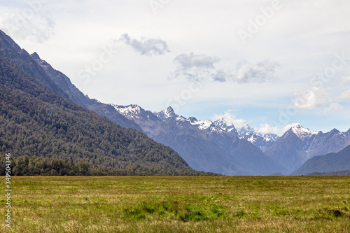 New Zealand landscapes on the way to Milford Sound. Fiordland. South Island