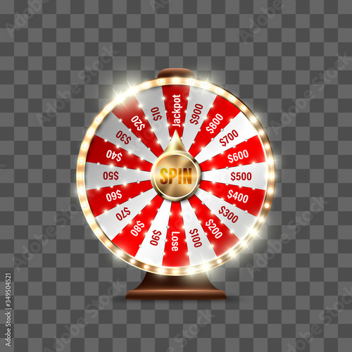 Wheel of Fortune to play and win the jackpot isolated on transparent background. Roulette of luck. Win fortune roulette. Big win. Vector illustration