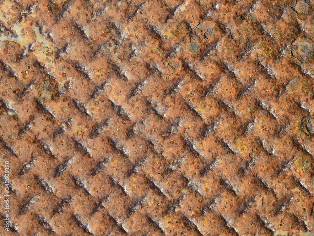 old metal plate of floor with rust texture
