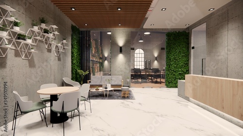 Tableau sur toile Interior Empty Modern Loft Office open space modern office footage