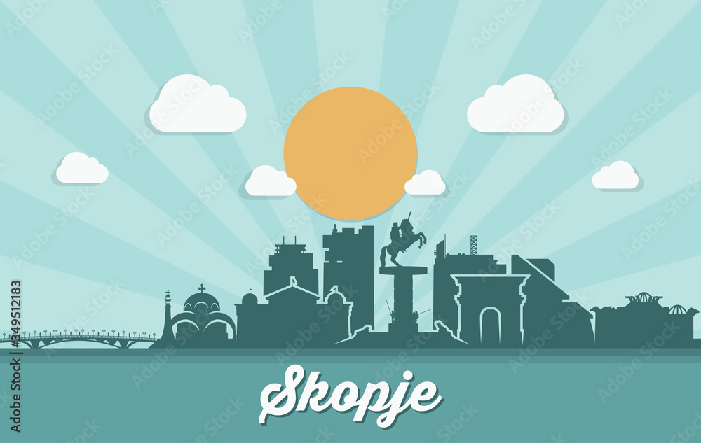 Skopje skyline - Republic of Macedonia - vector illustration
