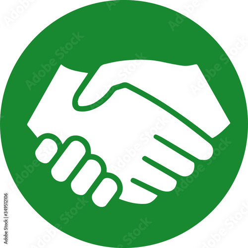 Shake hand green vector icon