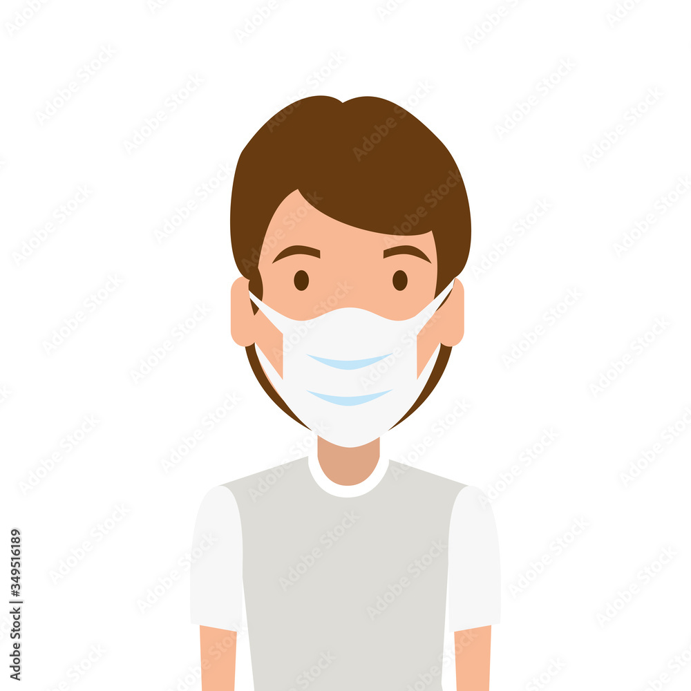 man using face mask isolated icon vector illustration design
