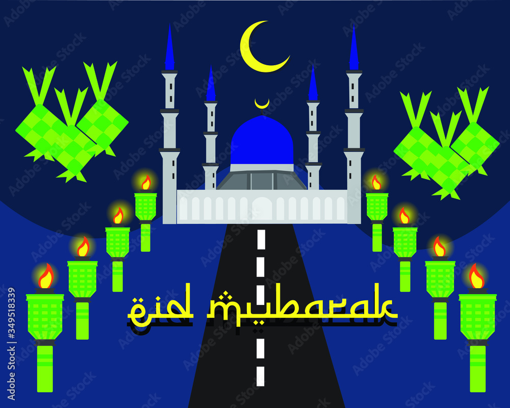 Eid mubarak greeting design, happy holiday words Eid mubarak greeting design, happy holiday words