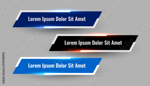 three shiny geometric lower third modern template