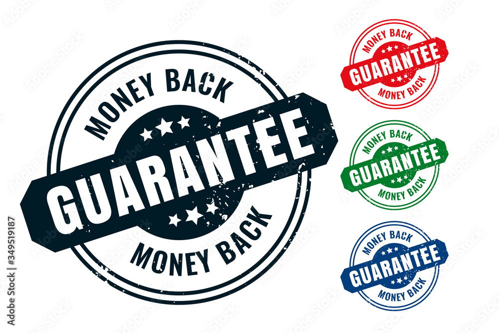 Obraz premium money back guarantee rubber label stamp seal set