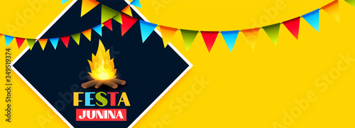 festa junina celebration holiday banner with garland decoration photo