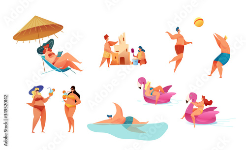 Vector cartoon summer beach vacation symbols set © belokrylowa