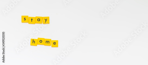 Covid-19 banner with copy space. Coronavirus message, stay at home, lockdown and self isolation. Header with blank space for space or text