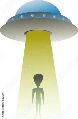 Ufo image with alien in the light
