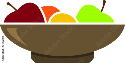 Fruit bowl vector icon color