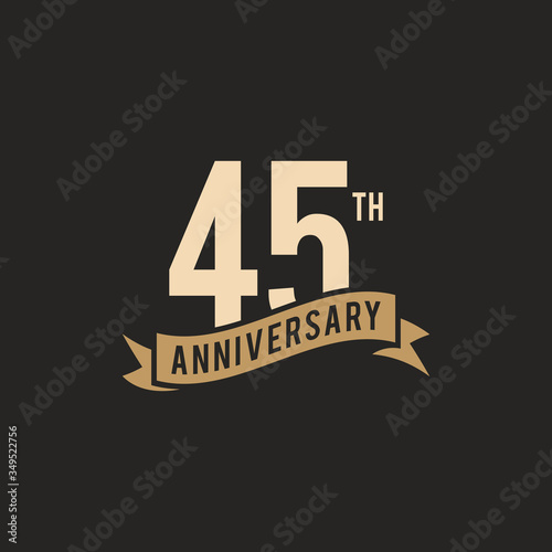 45th Years Anniversary Celebration Icon Vector Logo Design Template