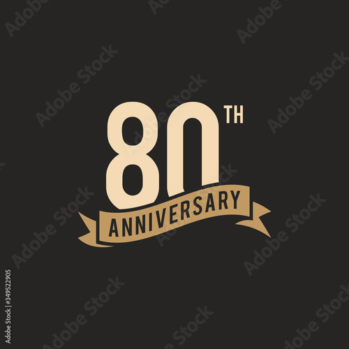 80th Years Anniversary Celebration Icon Vector Logo Design Template