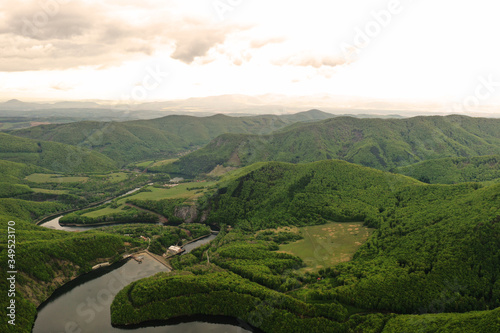 Aerial view of water reservoir Ruzin in Slovakia photo