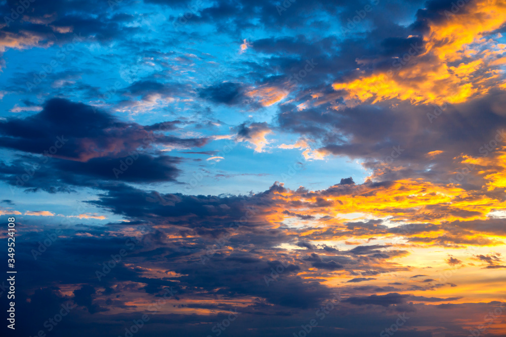 panorama vivid sky.Panorama of a twilight sunset and colorful clouds - sunlight with dramatic cloud.