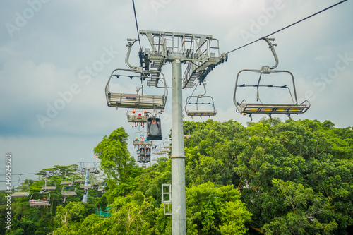 SINGAPORE, SINGAPORE - JANUARY 30, 2018: Outdoor view of Singapore Sentosa Cable Car and Skyline Luge, Singapore