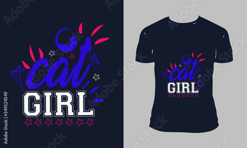 catgirl t-shirt design & cat vector illustration. 