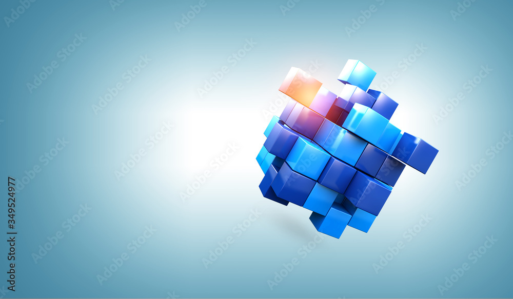 Fotografie Glowing cubes. Innovation and creativity concept